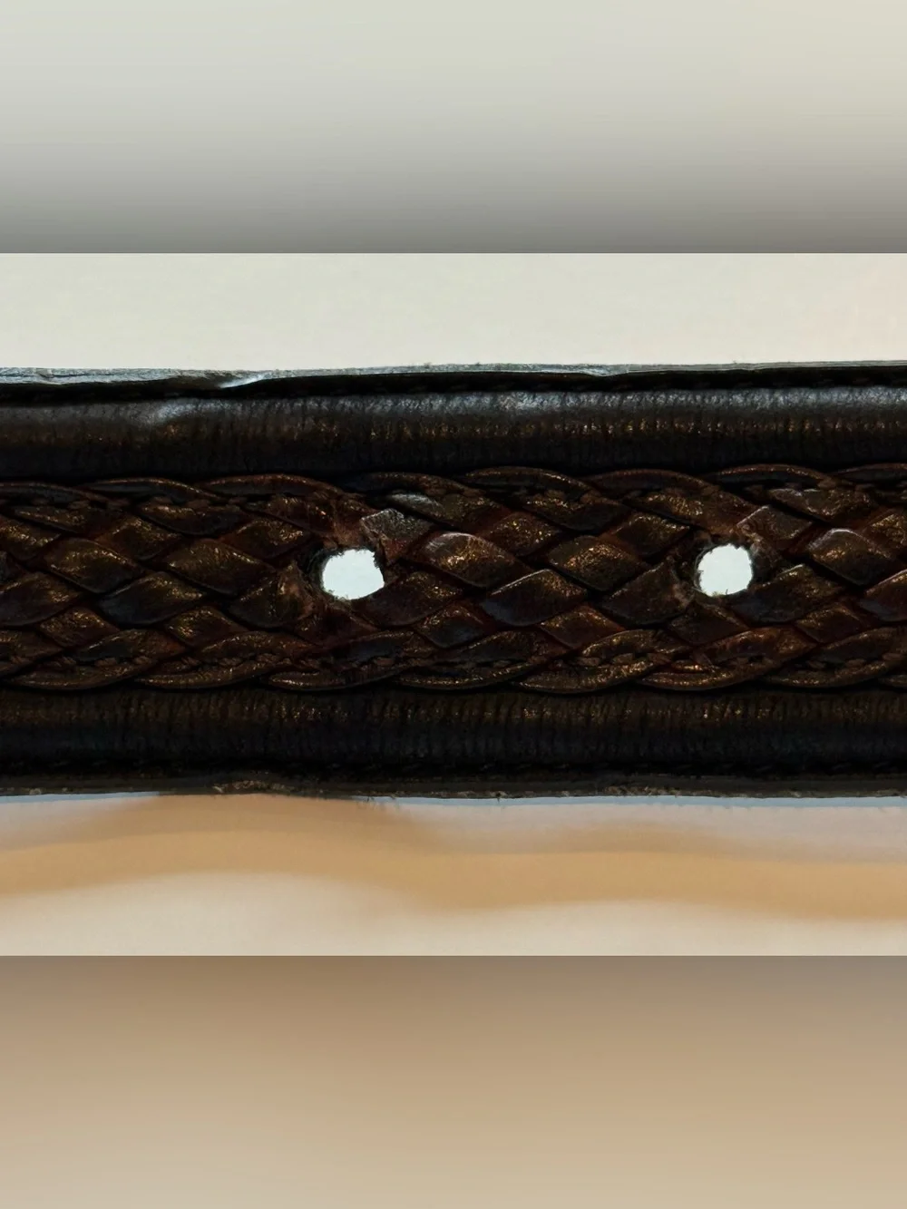 Tommy Bahama Leather Belt Braided Inlay Black Brown Mens 38 Made In Spain TB5082